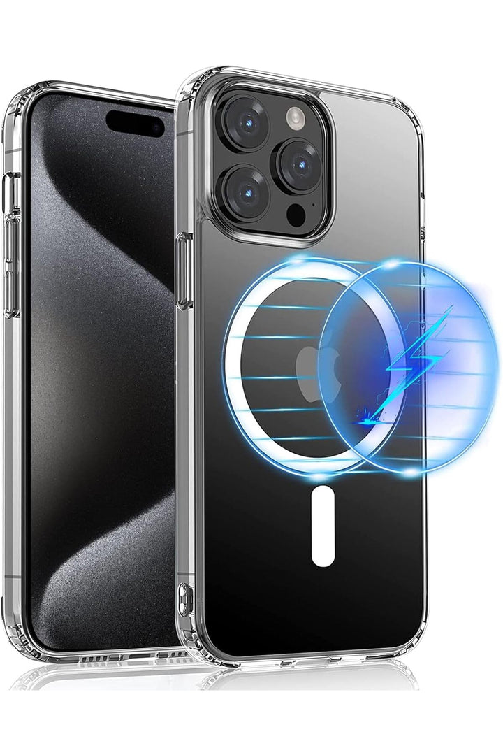 iPhone 12 Pro Uyumlu Kılıf Kamera Çıkıntılı Şeffaf Magsafe Kılıf Kablosuz Şarj Destekli Kapak