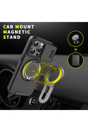 iPhone 16 Plus Uyumlu Kılıf Kamera Korumalı Sürgülü 360 Dönebilen Magsafe Stand Renkli Tank Kapak