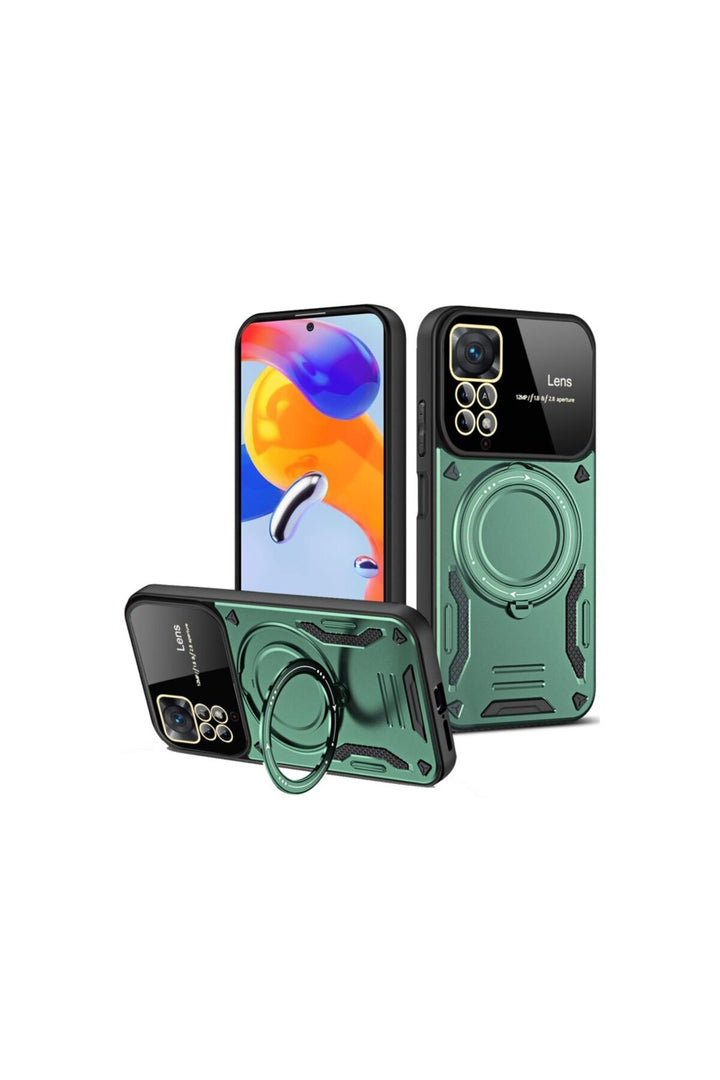Xiaomi Redmi Note 12 Pro 4G Uyumlu Kılıf Magsafe Standlı Kamera Lens Korumalı Dayanıklı Renkli Tank