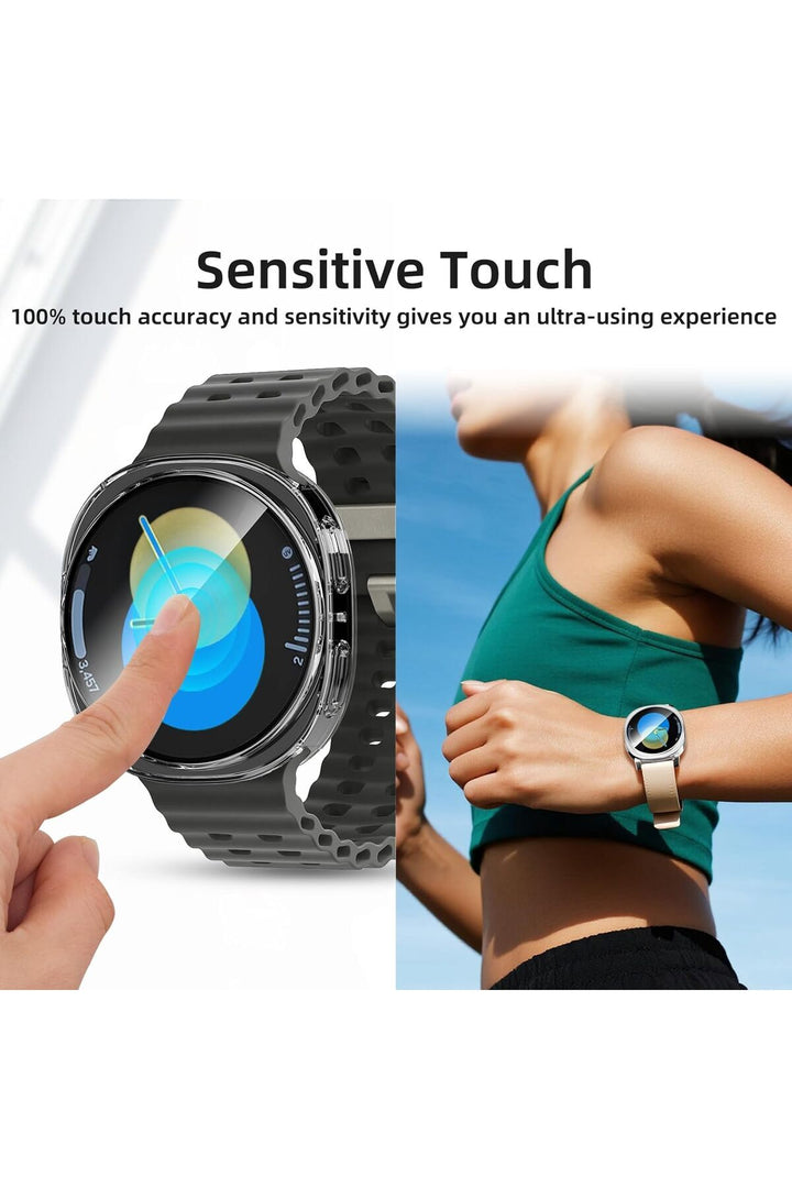 Samsung Galaxy Watch 8 40mm Uyumlu Kılıf Kasa ve Ekran Koruyucu Esnek Silikon Şeffaf Koruma