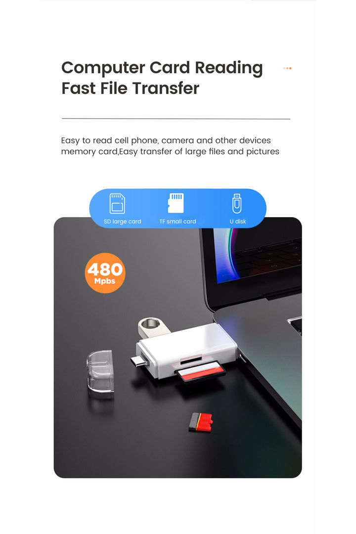 iPad/Macbook/iPhone 15/16/Plus/17 Pro Max Uyumlu Type-C To USB/Micro SD Card Reader Okuyucu Çevirici