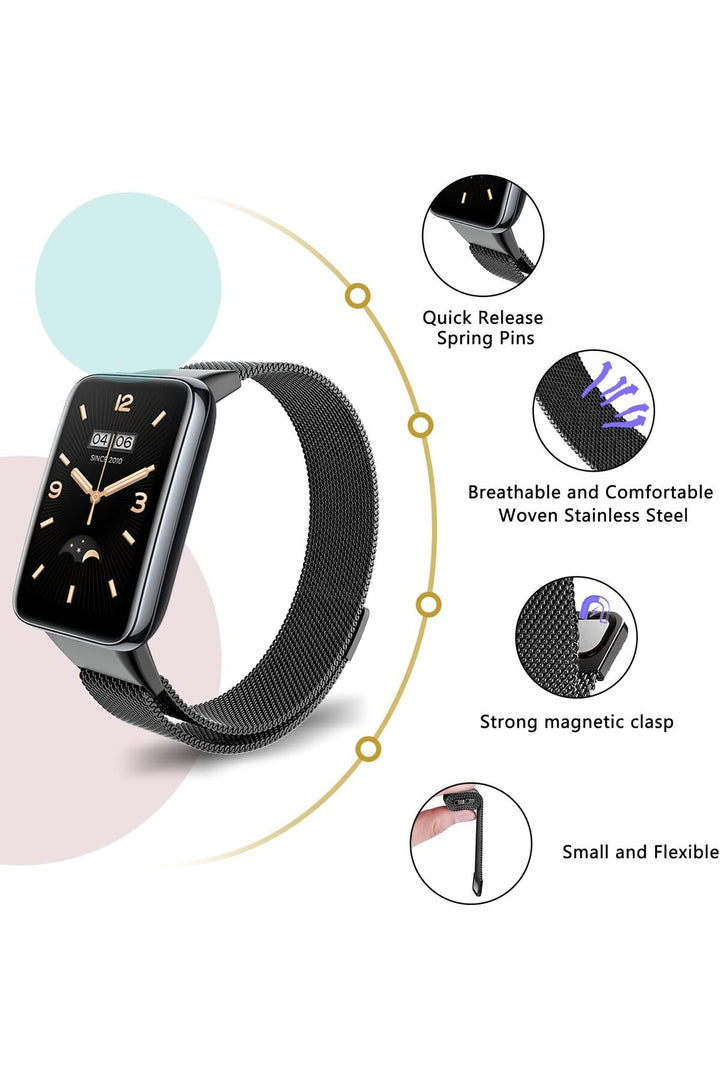 Xiaomi Mi Band 7 Pro Uyumlu Kordon Ayarlanabilir Mıknatıslı Metal Hasır Manyetik Paslanmaz Kordon