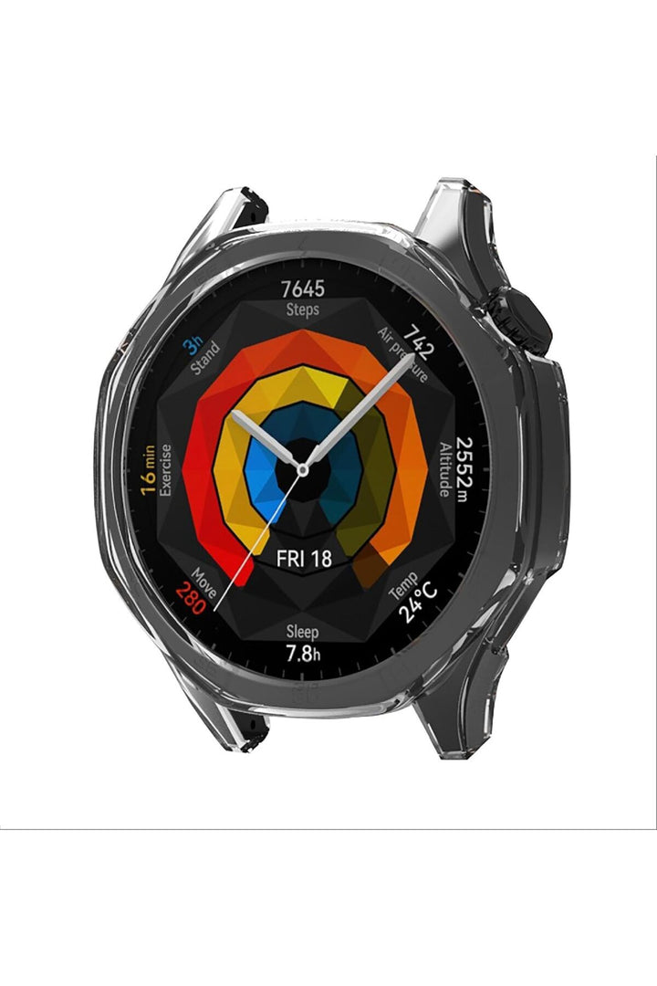 Huawei GT5 46mm Uyumlu Kılıf Siyah Kasa ve Ekran Koruyucu Esnek Silikon Ekran Kasa Koruma Kapak