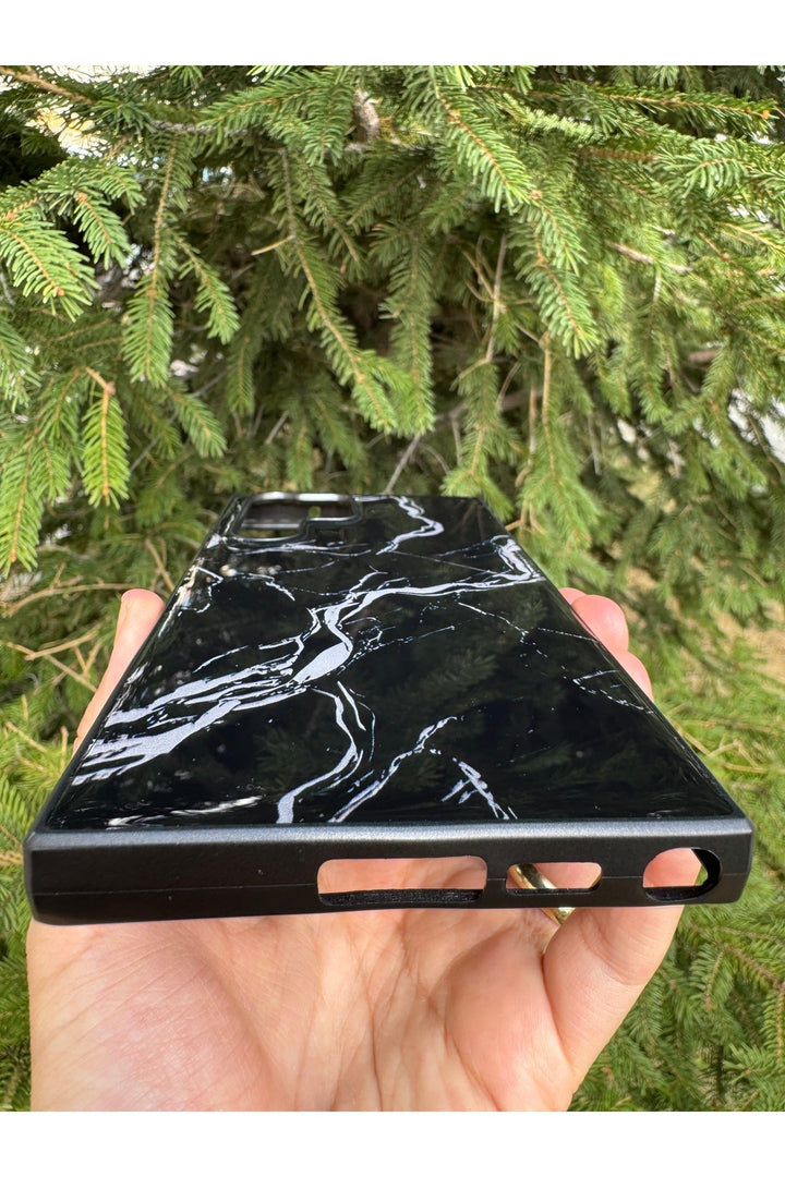 Samsung Galaxy S23 Ultra Uyumlu Kılıf Parlak Mermer Desenli Kamera Kenar Koruyuculu Arka Kapak