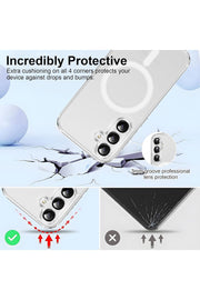 Samsung Galaxy A26 Uyumlu Kılıf Kamera Çıkıntılı Şeffaf Magsafe Kılıf Kablosuz Şarj Destekli Kapak