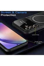Load image into Gallery viewer, Samsung Galaxy A34 Uyumlu Kılıf Magsafe Standlı Kamera Lens Korumalı Dayanıklı Renkli Tank Kapak
