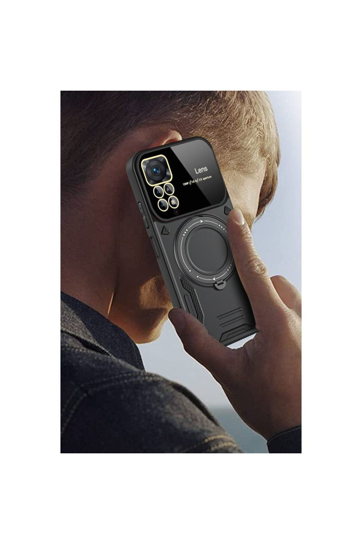 Xiaomi Redmi Note 12 Pro 4G Uyumlu Kılıf Magsafe Standlı Kamera Lens Korumalı Dayanıklı Renkli Tank