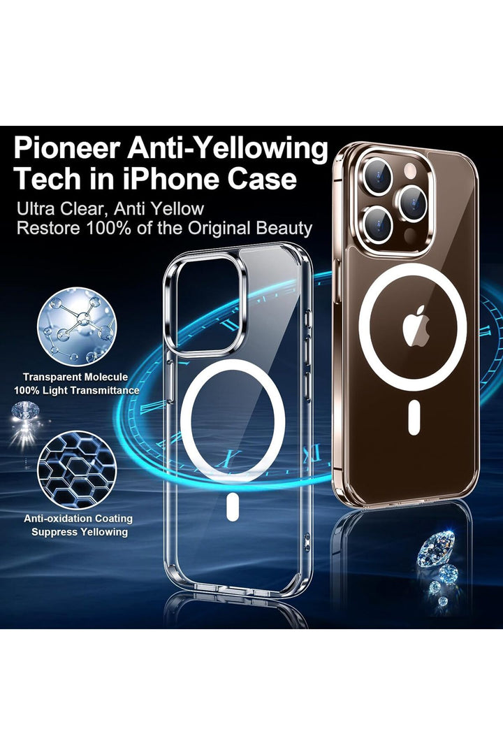 iPhone 15 Pro Uyumlu Kılıf Kamera Koruma Camı Ekran Koruyucu Şeffaf Magsafe Temperli Cam Koruma