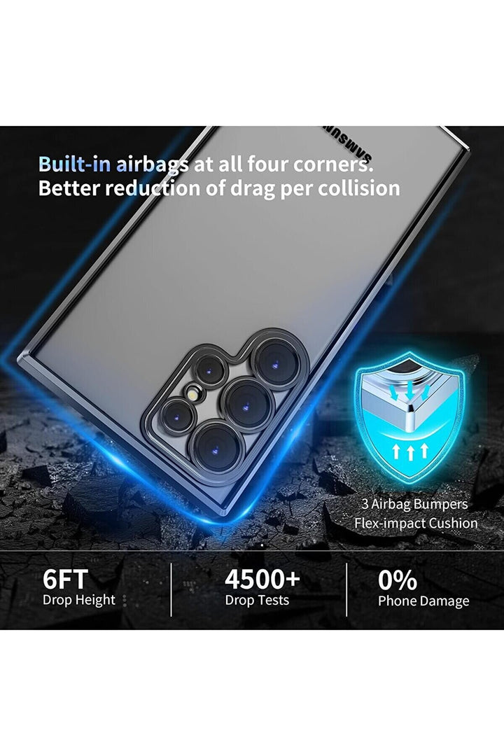 Samsung Galaxy S24 Ultra Uyumlu Kılıf Kenarları Renkli Kamera Korumalı Dayanklı Şeffaf Slikon Kapak