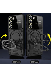 Samsung Galaxy S25 Plus/S24 Plus Uyumlu Kılıf Magsafe Standlı Kamera Lens Korumalı Renkli Tank Kapak