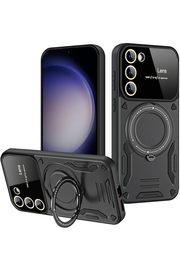 Samsung Galaxy A16 Uyumlu Kılıf Magsafe Standlı Kamera Lens Korumalı Dayanıklı Renkli Tank Kapak