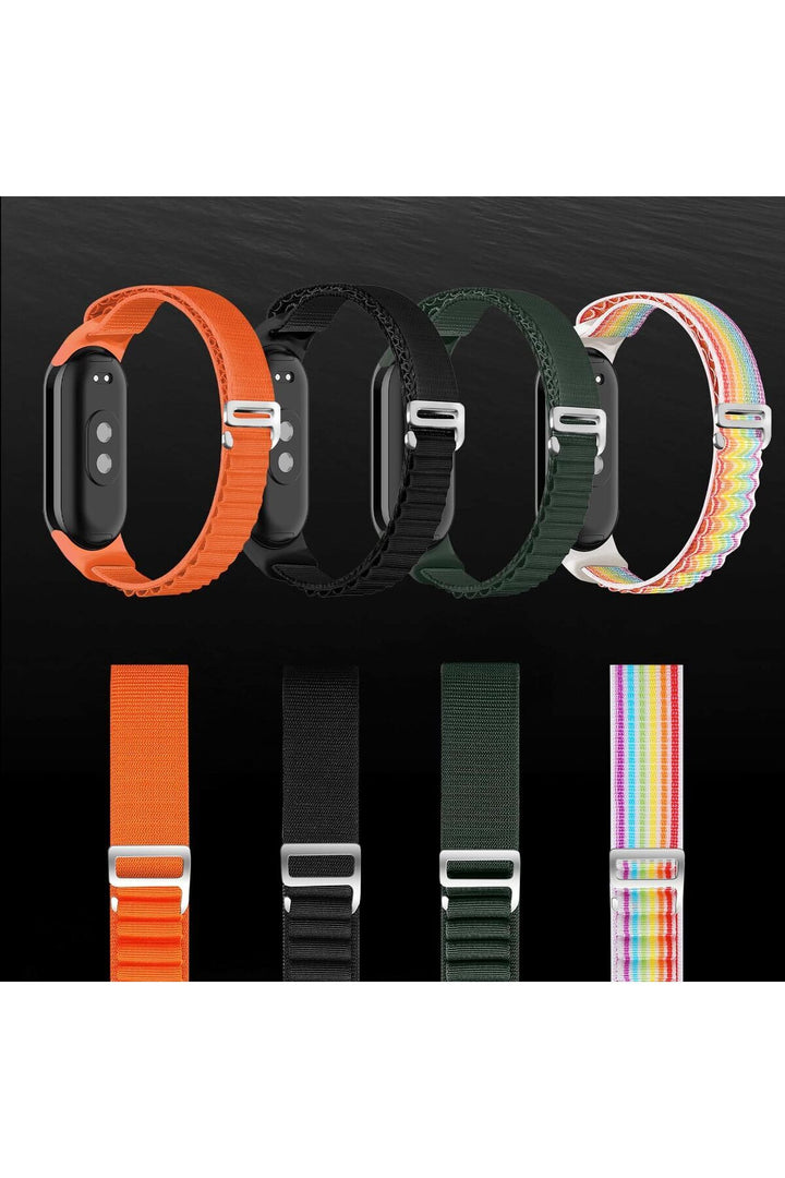 Xiaomi Mi Band 8/9 Uyumlu Kumaş Kordon Metal Tokalı Ayarlanabilir Lansman Kordon
