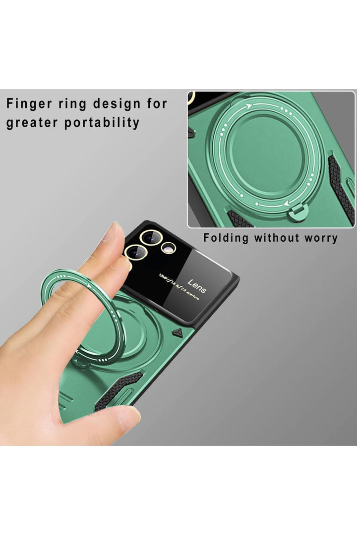 Samsung Galaxy S23 Fe Uyumlu Kılıf Magsafe Standlı Kamera Lens Koruma Dayanıklı Renkli Tank Kapak