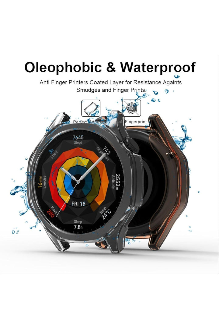 Huawei GT5 46mm Uyumlu Kılıf Siyah Kasa ve Ekran Koruyucu Esnek Silikon Ekran Kasa Koruma Kapak