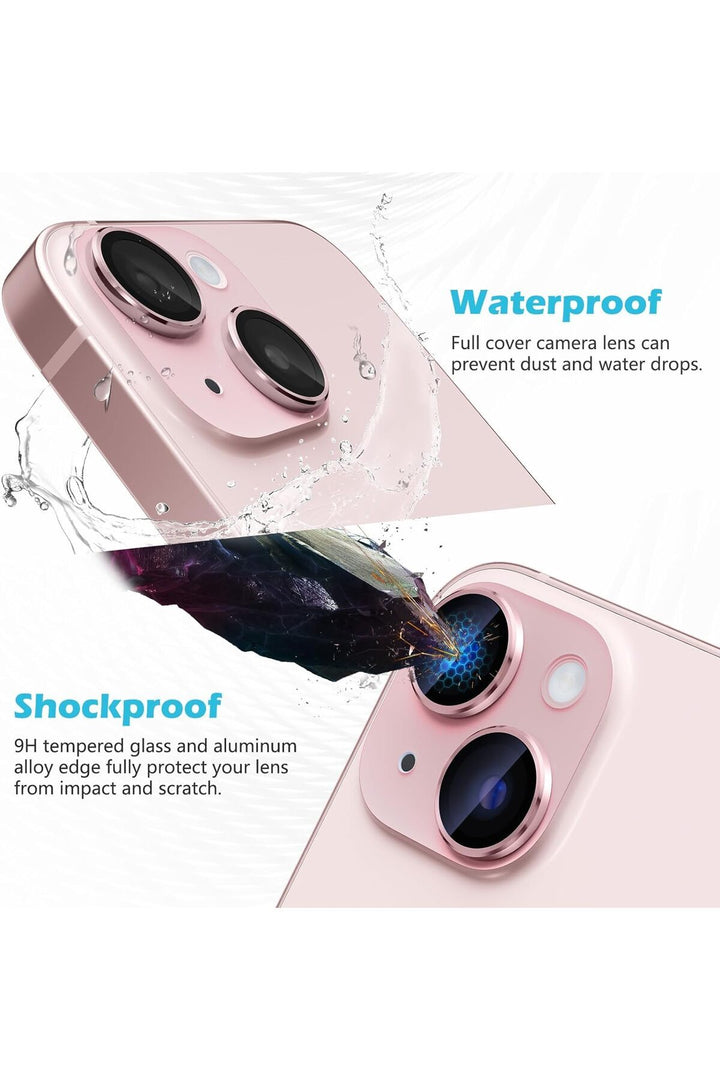 İphone 15/iphone 15 Plus Uyumlu Kamera Lens Koruyucu Dayanıkl Renkli Metal Temperli Cam Koruma