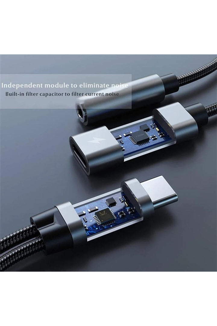 Samsung Xiaomi Uyumlu Type-c Kulaklık Çevirici Şarj Dönüştürücü Örgü Kablo Bluetooth Gerektirmez