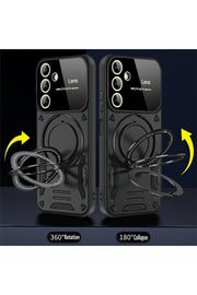 Samsung Galaxy A35 Uyumlu Kılıf Magsafe Standlı Kamera Lens Korumalı Dayanıklı Renkli Tank Kapak
