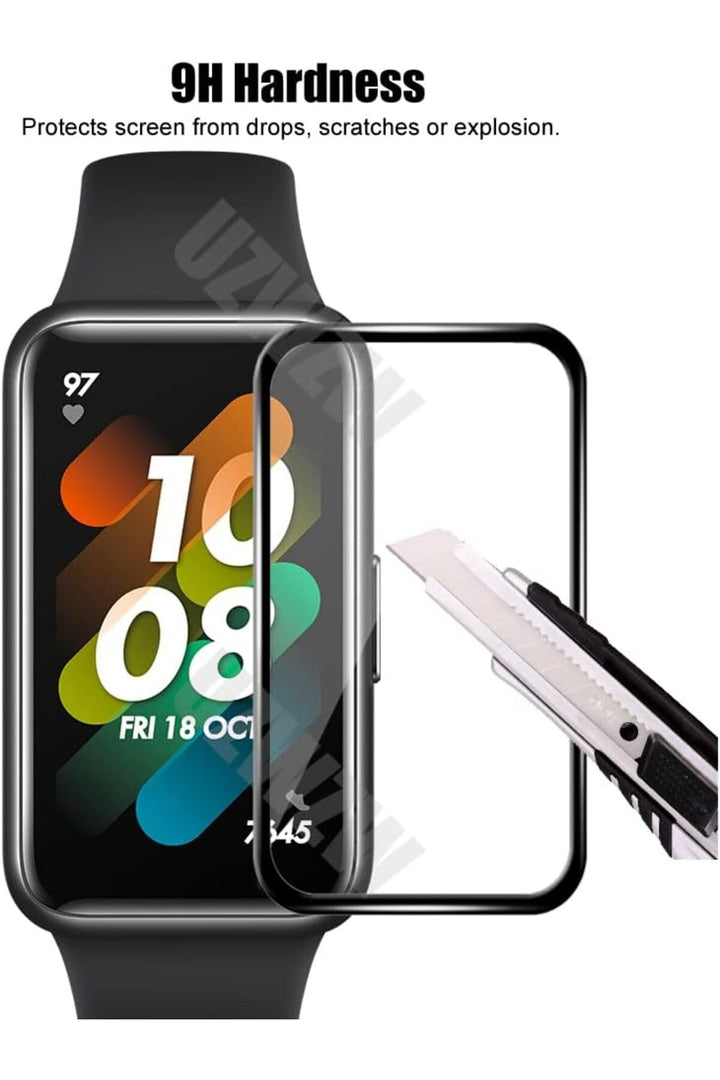 Huawei Band 7 Uyumlu Tam Kaplayan Darbelere Karşı Dayanıklı Kırılmaz Cam Nano Ekran Koruyucu