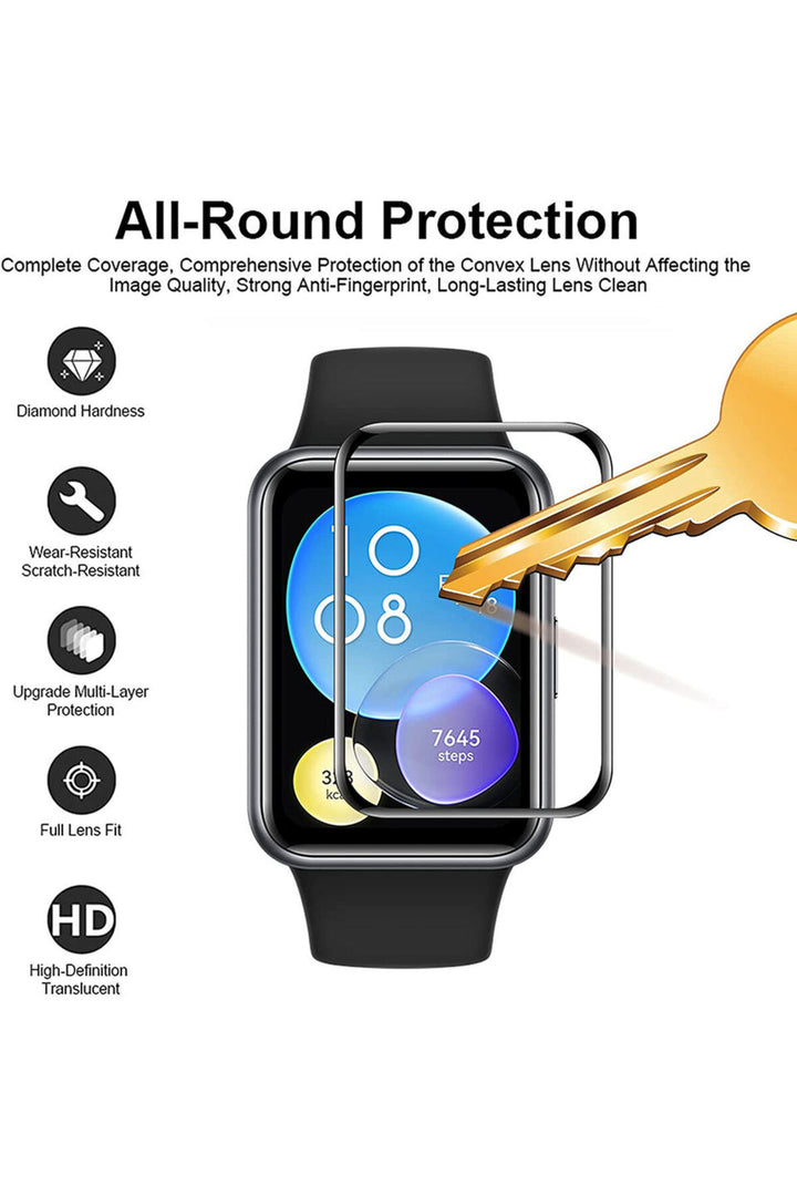 Huawei Watch Fit 2 Uyumlu Tam Kaplayan Darbelere Karşı Dayanıklı Kırılmaz Cam Nano Ekran Koruyucu