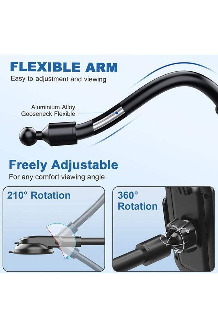 Araç içi Telefon Tutucu Büyük Boy Uzun Vantuzlu Cam ve Torpido için Uygun 360 Dönebilen Tutucu