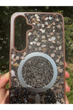 Load image into Gallery viewer, Samsung Galaxy A36 Uyumlu Taşlı Magsafe Kılıf Parlak Taşlı Simli Koruyucu Kablosuz Şarj Silikn Kapak
