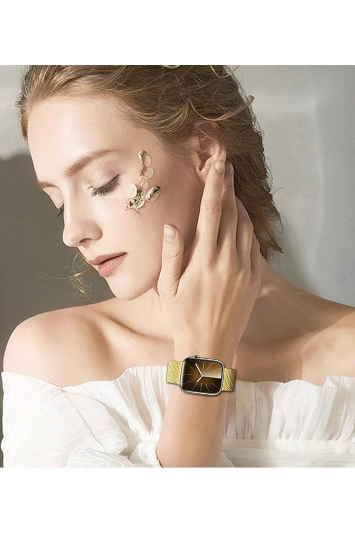 Apple Watch 9 8 7 6 5 4 3 2 Se 42mm/44mm/45mm/49mm Uyumlu Kordon Mıknatıslı Ayarlanabilir Metal