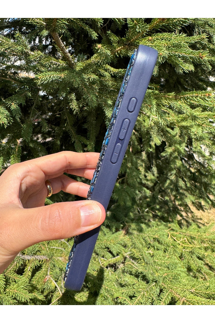 iPhone 15 Pro Max Uyumlu Taşlı Magsafe Kılıf Parlak Taşlı Simli Koruyucu Kablosuz Şarj Silikon Kapak