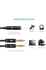 Load image into Gallery viewer, Aux To 2x Aux Kablo 3.5mm Jack Çevirici Mikrofon ve Kulaklk Çoklayıcı Dönüştürücü Aux Stereo Adaptör
