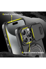 Load image into Gallery viewer, iPhone 16 Uyumlu Kılıf Kamera Korumalı Sürgülü 360 Dönebilen Magsafe Stand Renkli Tank Kapak
