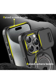 iPhone 16 Uyumlu Kılıf Kamera Korumalı Sürgülü 360 Dönebilen Magsafe Stand Renkli Tank Kapak