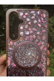 Samsung Galaxy S24 Plus/S25 Plus Uyumlu Taşlı Magsafe Kılıf Parlak Taşlı Simli Koruyucu Silikon