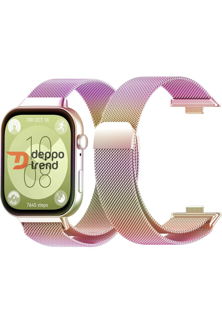 Huawei Watch Fit 3 Uyumlu Kordon Mıknatıslı Ayarlanabilir Paslanmaz Metal Kordon Örgü Hasır Kordon