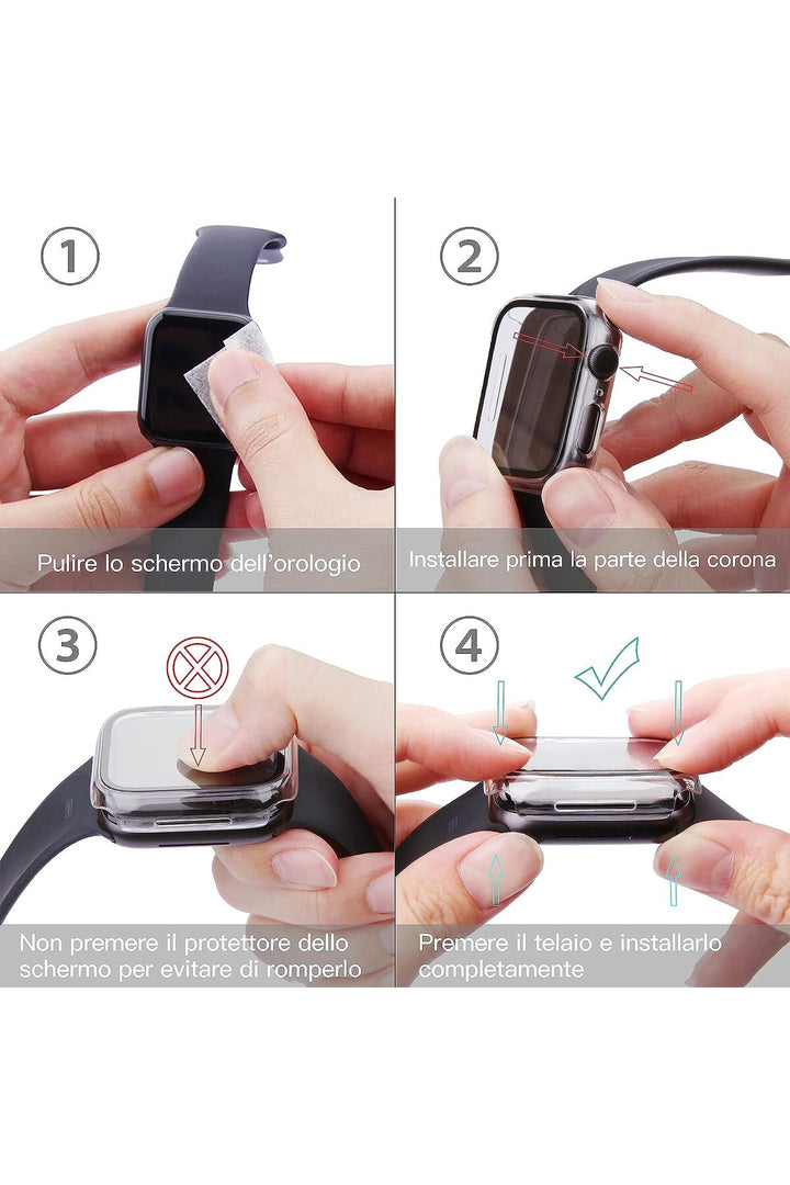 Apple Watch 8 7 45mm Uyumlu Kılıf Ekran ve Kasa Koruyucu Şeffaf Parlak Watch Kasa 360 Koruma