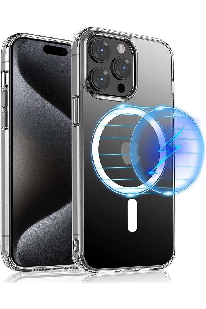 iPhone 12 Pro Max Uyumlu Kılıf Kamera Çıkıntılı Şeffaf Magsafe Kılıf Kablosuz Şarj Destekli Kapak