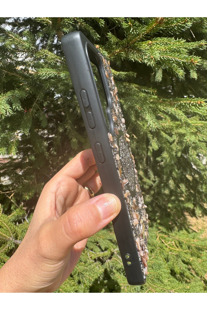 Samsung Galaxy S24 Ultra Uyumlu Taşlı Magsafe Kılıf Parlak Taşlı Smli Koruyucu Kablosuz Şarj Silikon