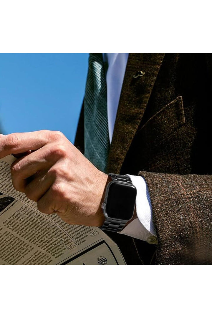 Apple Watch 9 8 7 6 5 4 3 2 Se 42mm/44mm/45mm/49mm Uyumlu Kordon Ayarlanablir Parlak Metal Paslanmaz