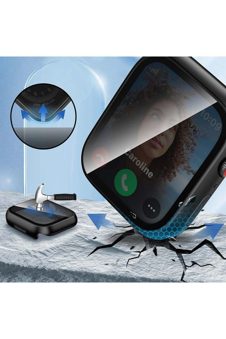 Apple Watch 45mm Uyumlu Kılıf Ekran ve Kasa Koruma Hayalet/Privacy Gizlilik Özellikli Kasa Koruyucu