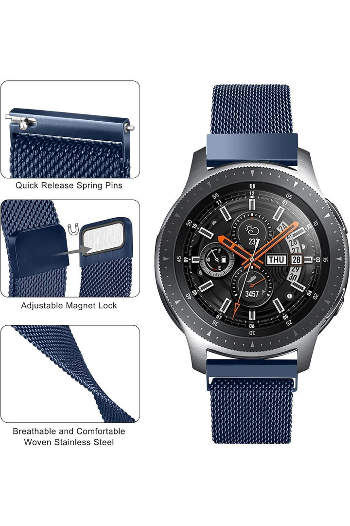 Huawei Watch GT/GT2E/GT2/GT2 Pro/GT3/GT3 Pro/GT4 46mm Uyumlu Kordon Mıknatıslı Parlak İnce Metal