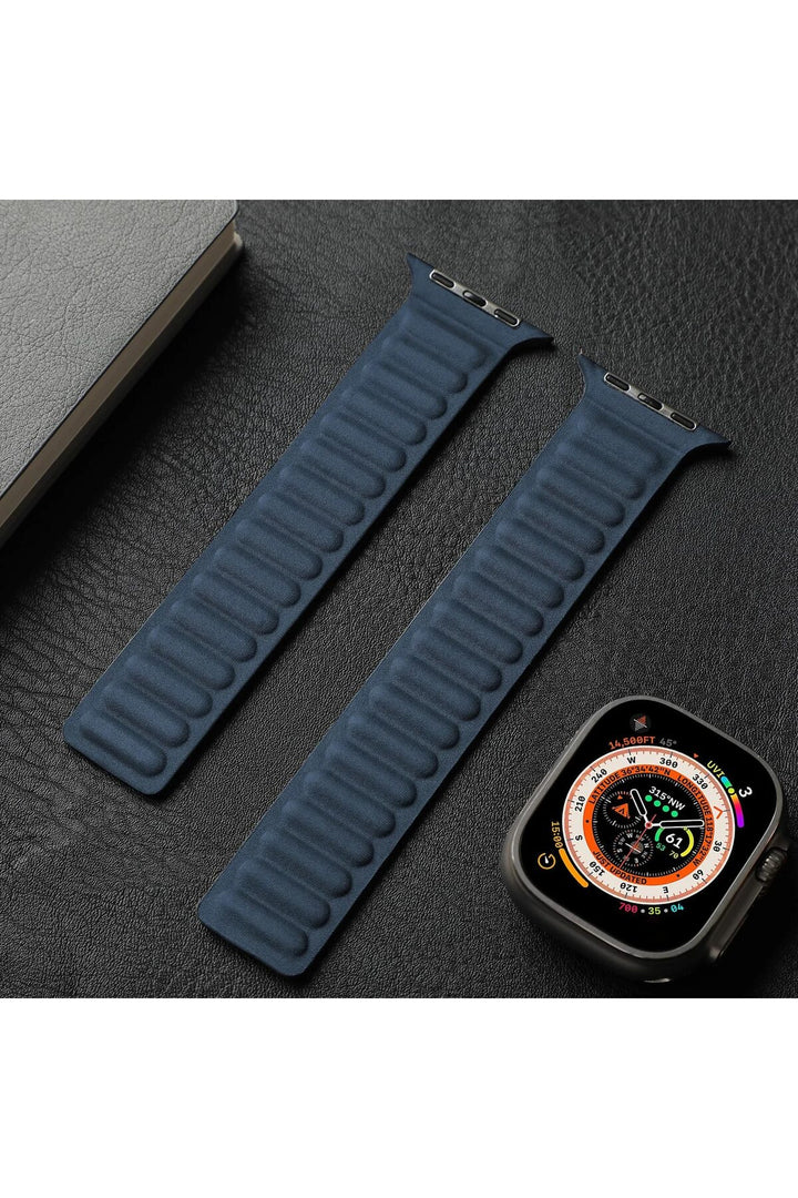 Apple Watch 9 8 7 6 5 4 3 2 1 Se 38mm/40mm/41mm Uyumlu Kordon Mıknatıslı Magnetli Deri Kordon