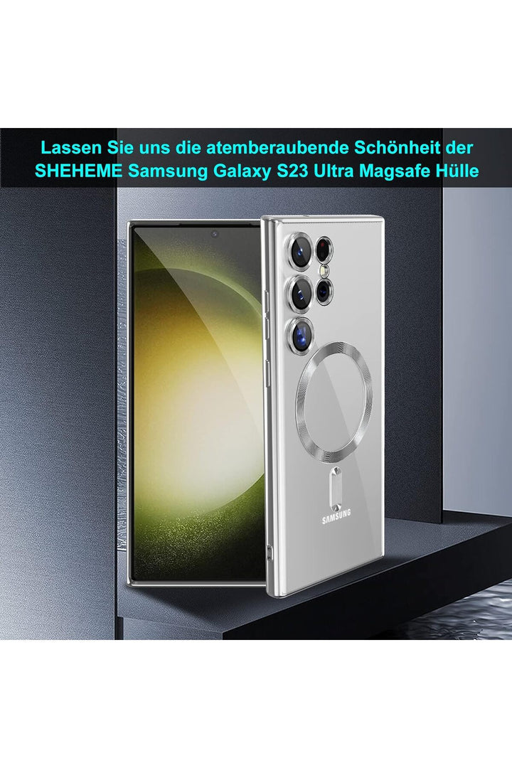 Samsung Galaxy S24 Ultra Uyumlu Kılıf 3D Kamera Lens Korumalı Magsafe Kenarı Renkli Şeffaf Kapak