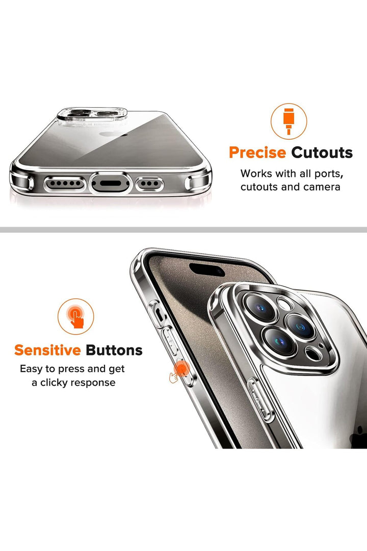 iPhone 15 Pro Max Uyumlu Şeffaf Kılıf Kamera Çıkıntılı Koruyucu Slim Renksiz İnce Esnek Silikon