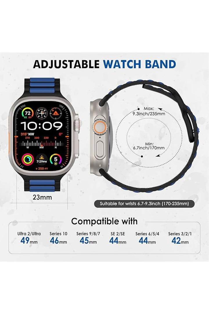 Apple Watch 10/9/8/7/6/SE/Ultra Uyumlu 42/44/45/46/49mm Çift Renkli Bakla Desen Silikon Spor Kordon