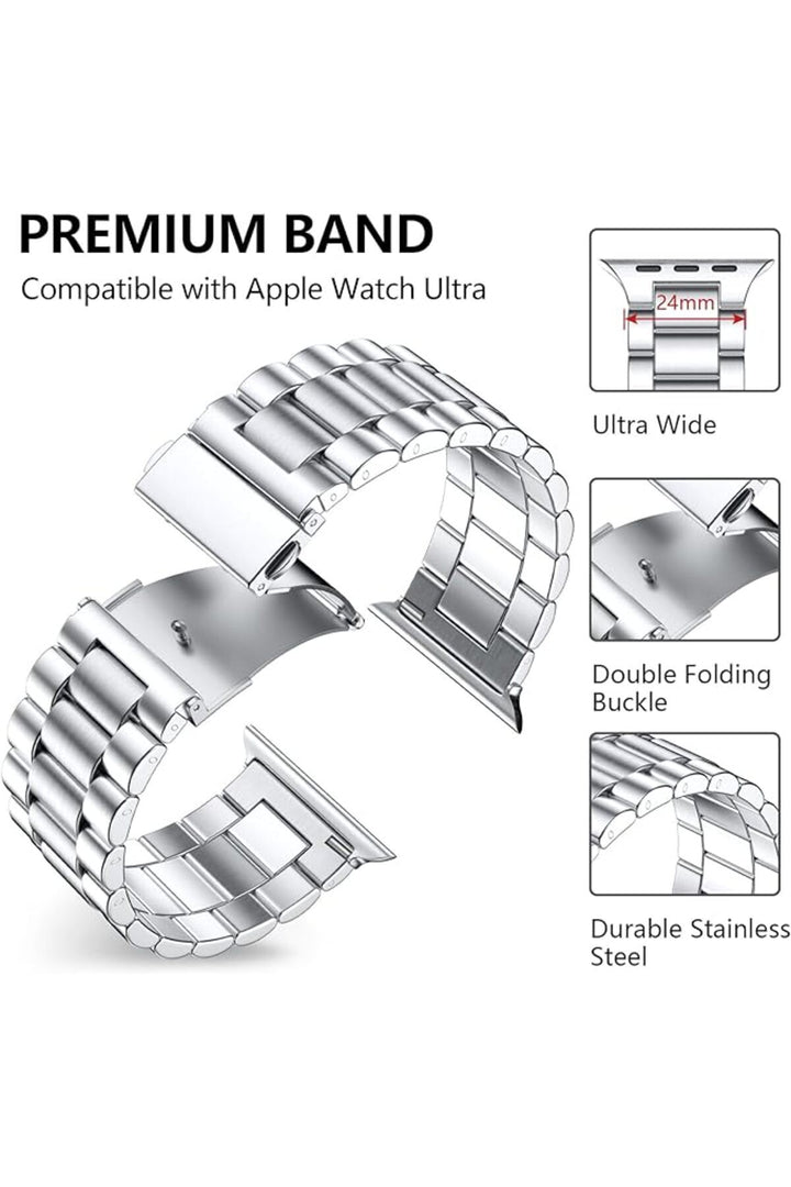 Apple Watch 9 8 7 6 5 4 3 2 1 Se 38mm/40mm/41mm Uyumlu Kordon Ayarlanabilir Parlak Metal Paslanmaz
