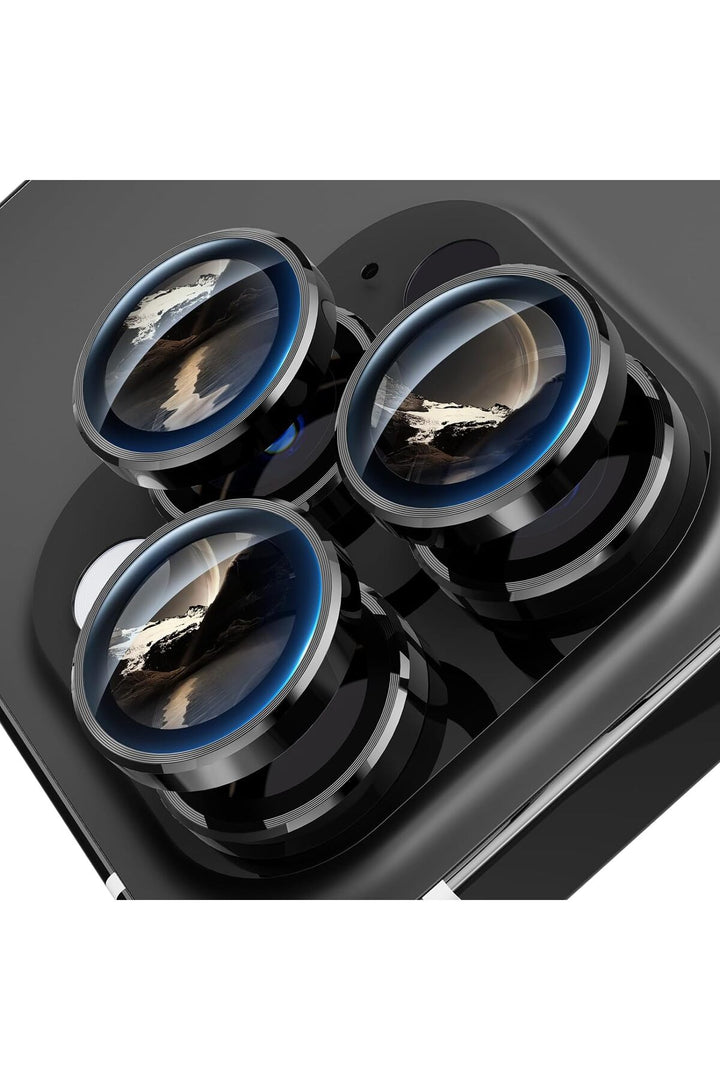 İphone 15 Pro/iphone 15 Pro Max Uyumlu Kamera Lens Koruyucu Dayanıklı Renkli Metal Temperli Cam