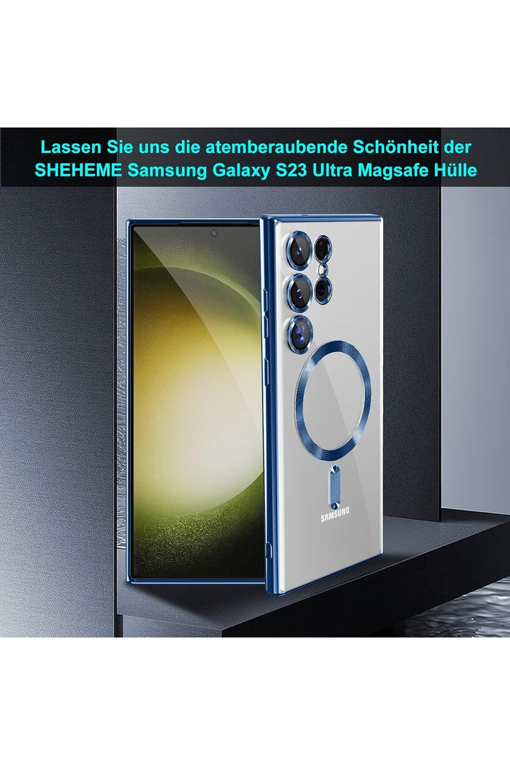 Samsung Galaxy S23 Uyumlu Kılıf 3D Kamera Lens Korumalı Magsafe Kenarı Renkli Şeffaf Kapak