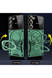 Samsung Galaxy S23 Fe Uyumlu Kılıf Magsafe Standlı Kamera Lens Koruma Dayanıklı Renkli Tank Kapak