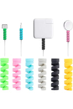 Load image into Gallery viewer, Spiral Kablo Koruyucu Silikon Set Şarj Kulaklık Kablosu Renkli Koruyucu Kutulu 4 Adet Kablo Koruma
