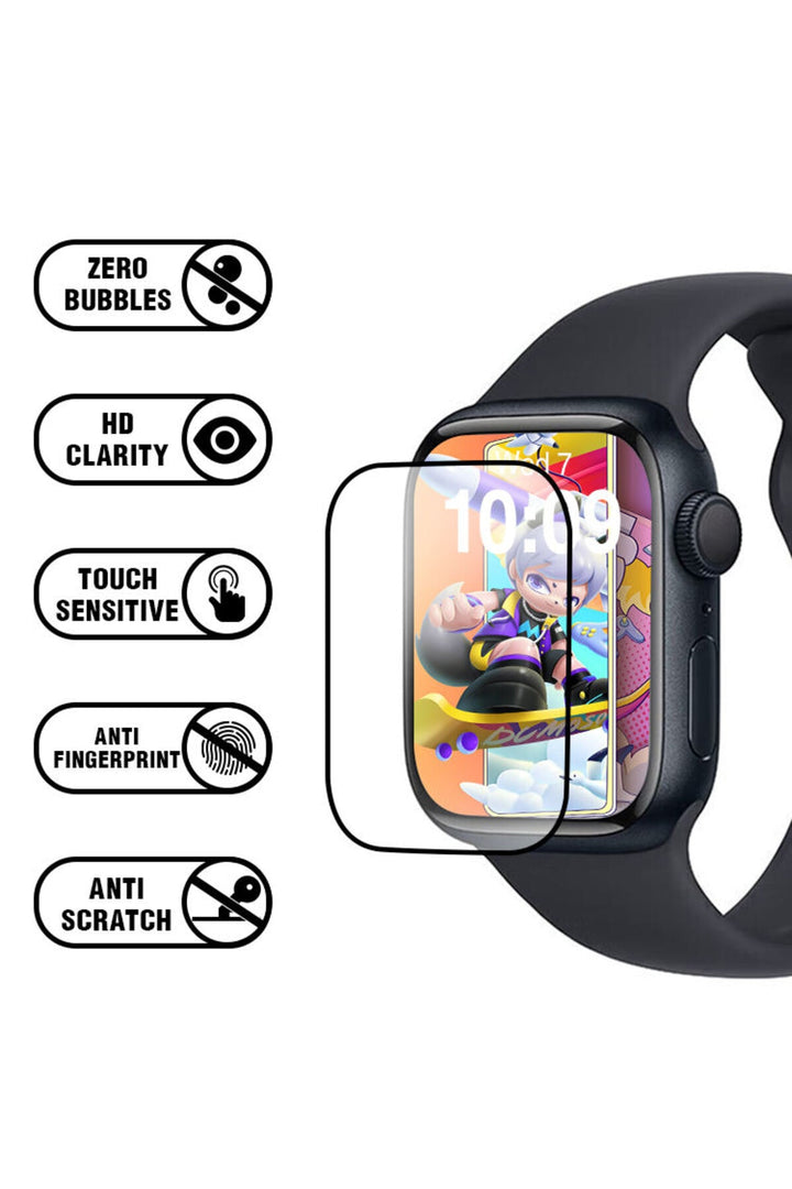 Apple Watch 8 7 41mm Uyumlu Watch Ekran Koruyucu Darbelere Dayanıklı Tam Kaplayan Esnek Nano Cam