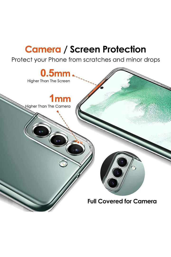 Samsung Galaxy S22 Uyumlu Kılıf 3D Kamera Korumalı Darbe Önleyici Şeffaf Transparan Esnek Silikon