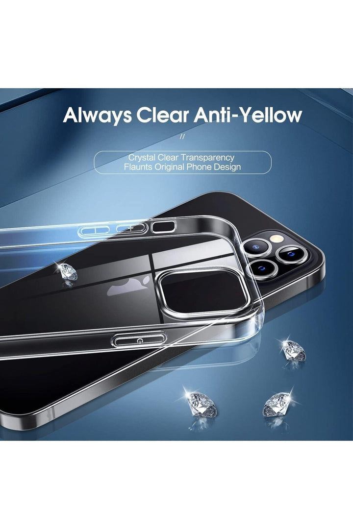 iPhone 12 Pro Max Uyumlu Kılıf Darbelere Dayanıklı Ultra ince Şeffaf Renksiz Esnek Silikon